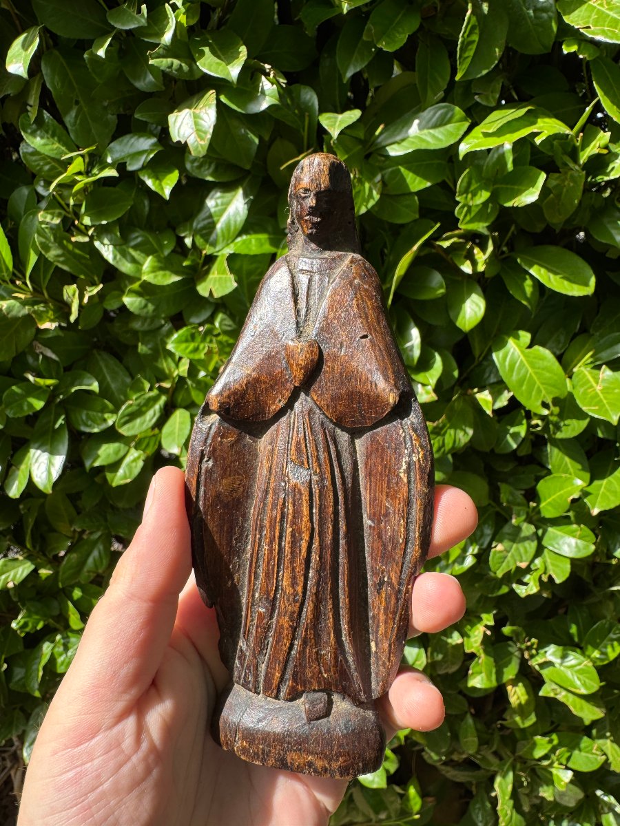 Vierge de berger – Bois sculpté au couteau – Cœur Immaculé – Art populaire – Auvergne-photo-2