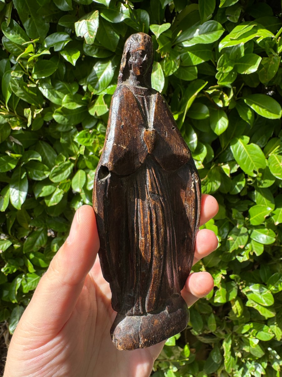 Vierge de berger – Bois sculpté au couteau – Cœur Immaculé – Art populaire – Auvergne-photo-3