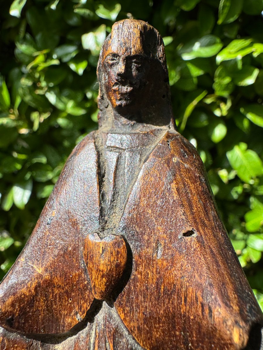 Vierge de berger – Bois sculpté au couteau – Cœur Immaculé – Art populaire – Auvergne-photo-4