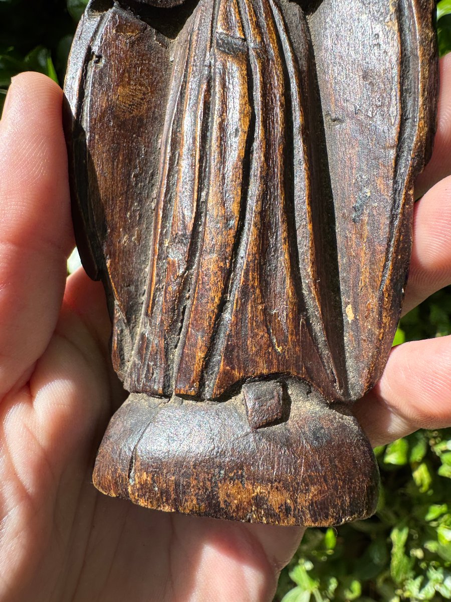 Vierge de berger – Bois sculpté au couteau – Cœur Immaculé – Art populaire – Auvergne-photo-1