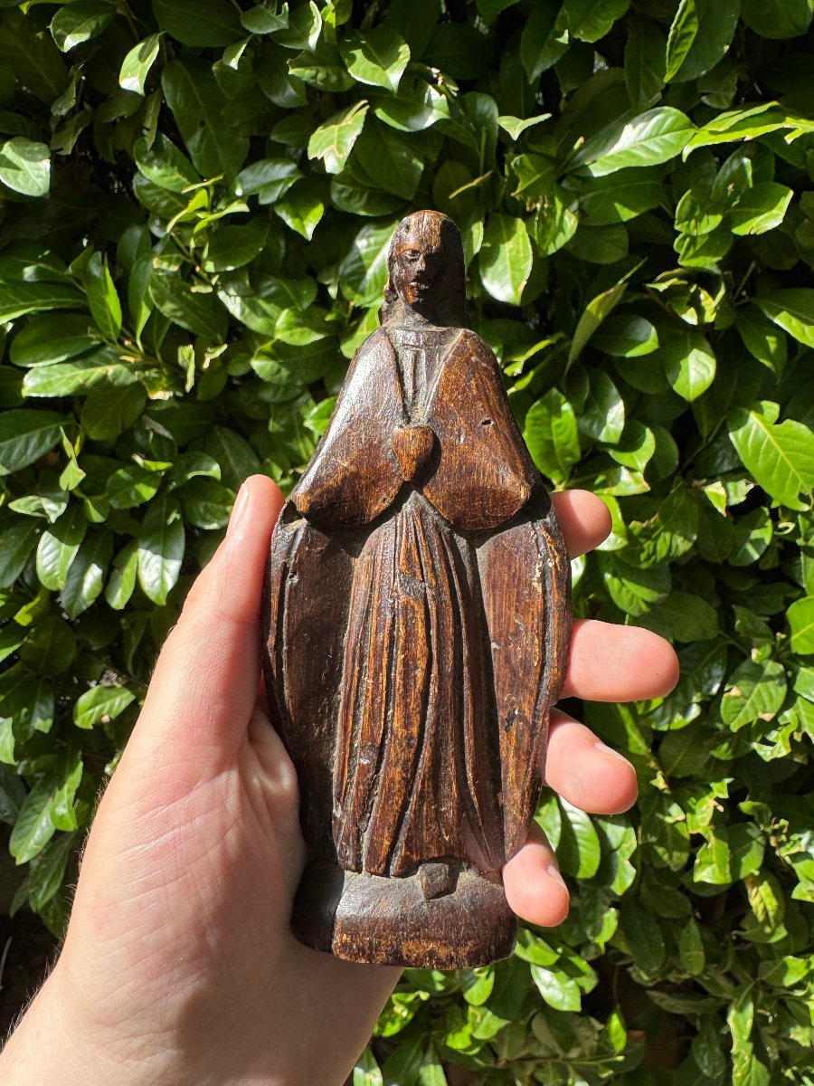 Vierge de berger – Bois sculpté au couteau – Cœur Immaculé – Art populaire – Auvergne-photo-6