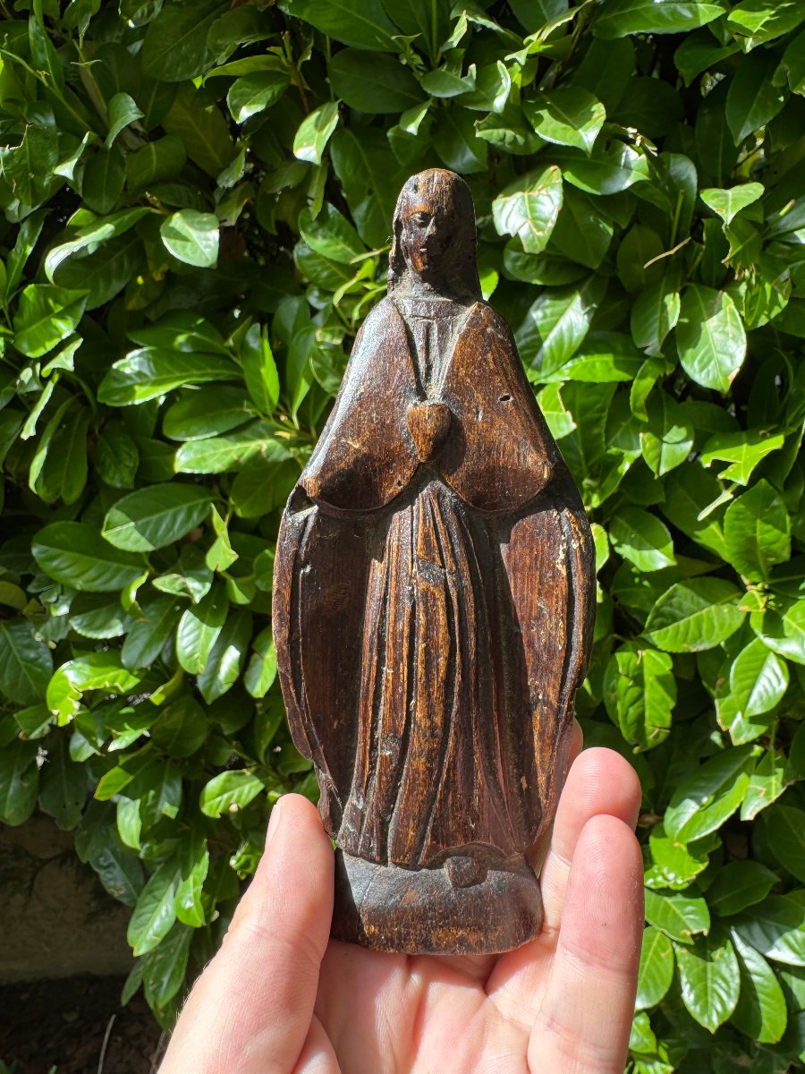 Vierge de berger – Bois sculpté au couteau – Cœur Immaculé – Art populaire – Auvergne-photo-7
