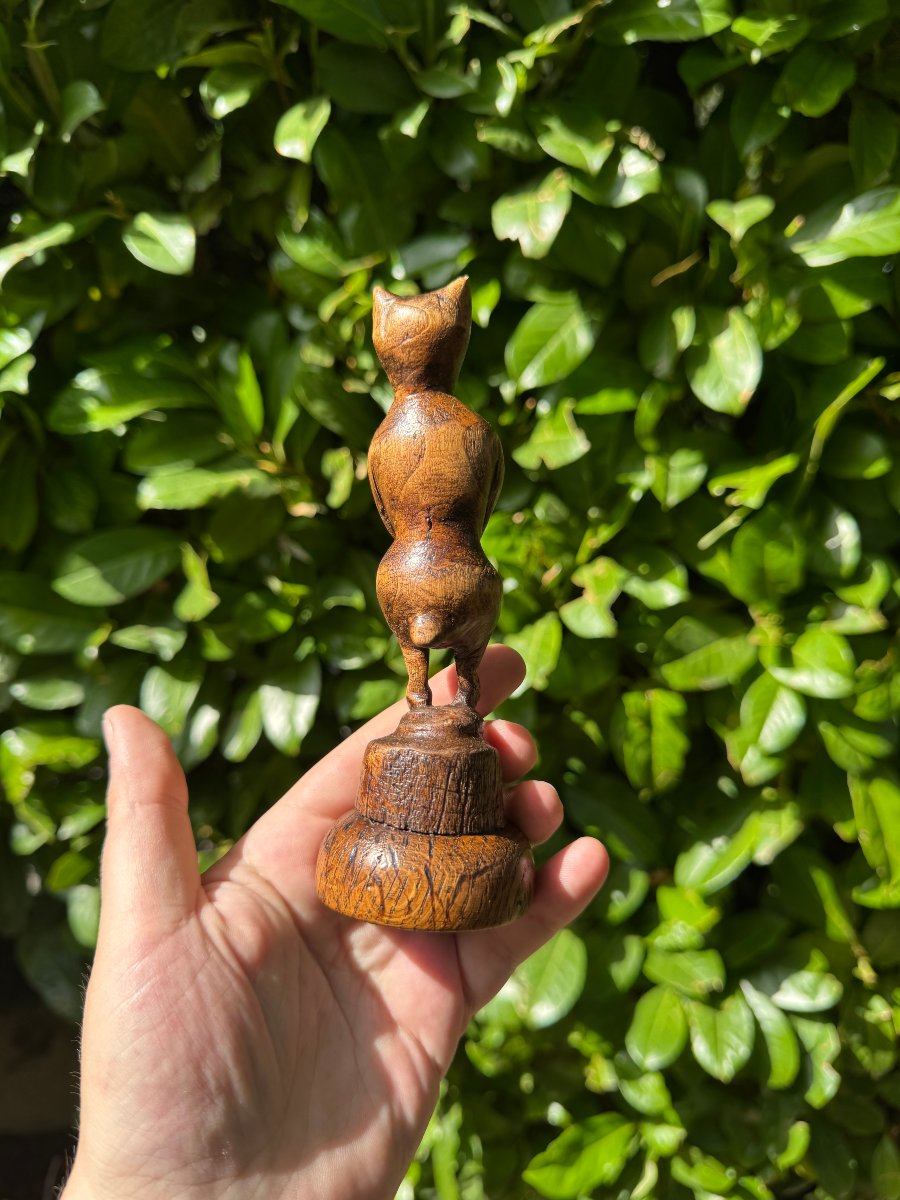 Statuette zoomorphe, anthropomorphe – Chat, renard ou diable, démon – Art populaire-photo-1