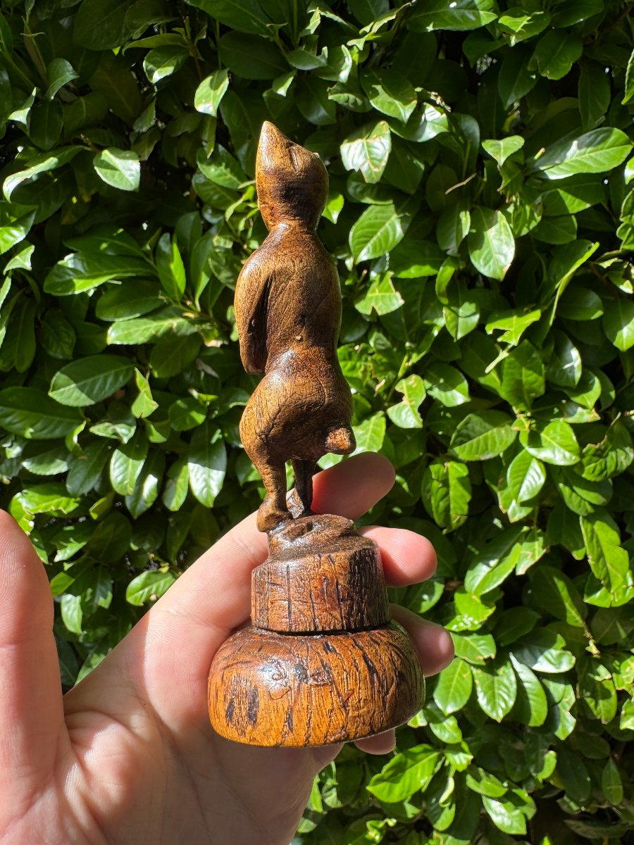 Statuette zoomorphe, anthropomorphe – Chat, renard ou diable, démon – Art populaire-photo-2