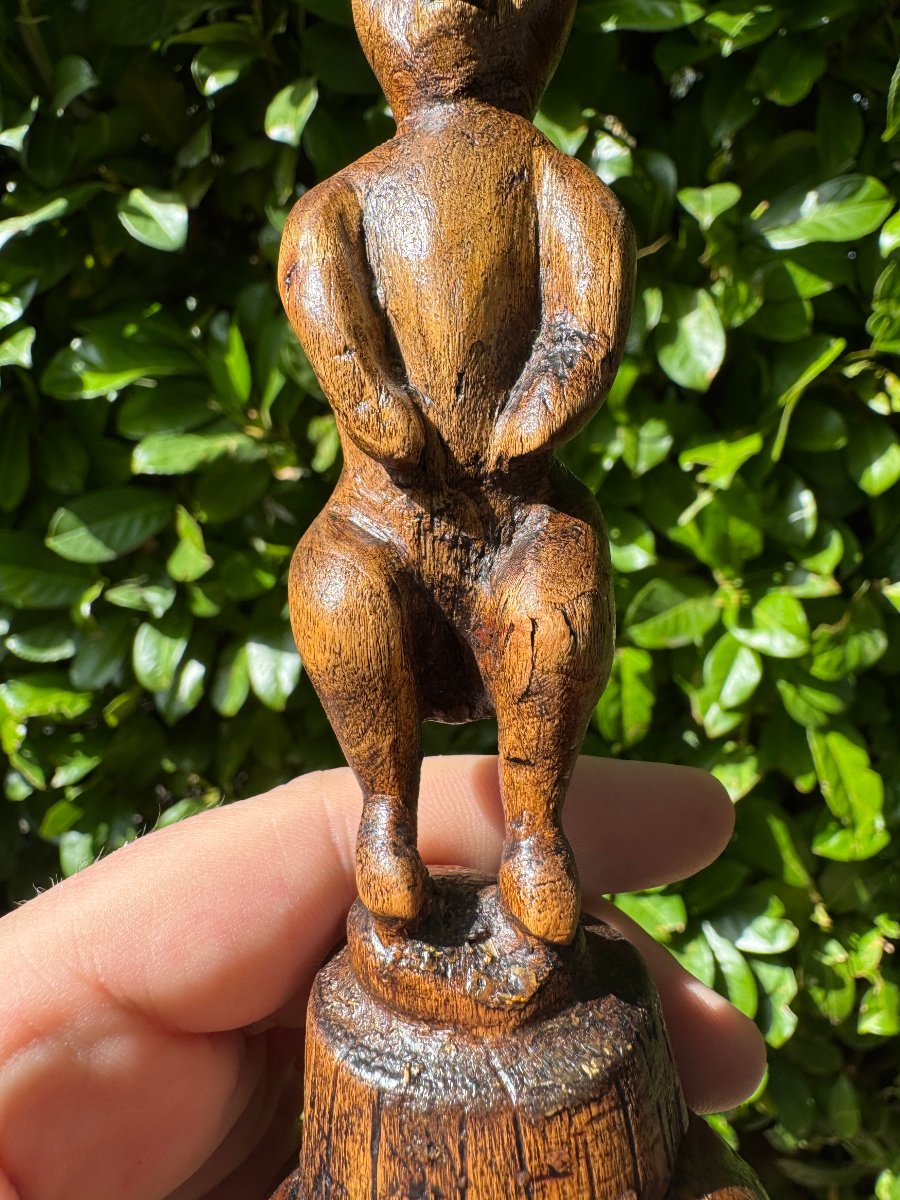 Statuette zoomorphe, anthropomorphe – Chat, renard ou diable, démon – Art populaire-photo-3