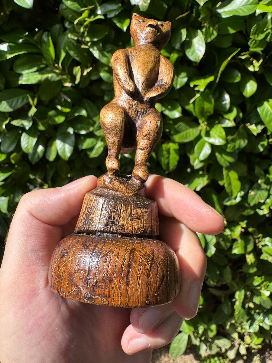 Statuette zoomorphe, anthropomorphe – Chat, renard ou diable, démon – Art populaire-photo-6
