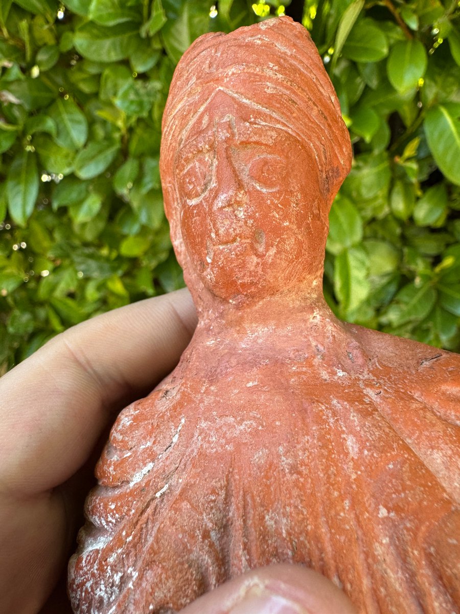 Artefact – Antiquité – Protomé Féminine Votive en Terre Cuite – Monde Grec – Archéologie-photo-4