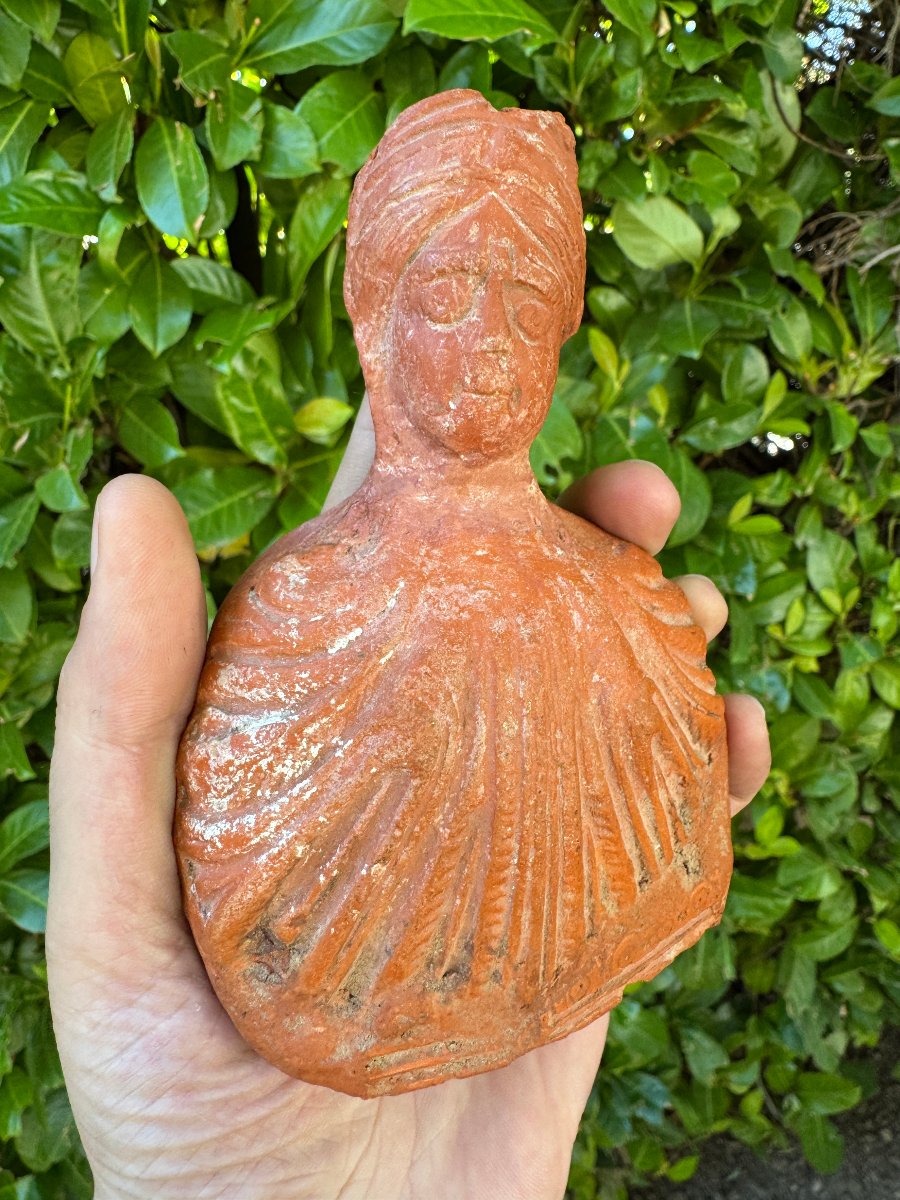 Artefact – Antiquité – Protomé Féminine Votive en Terre Cuite – Monde Grec – Archéologie-photo-6