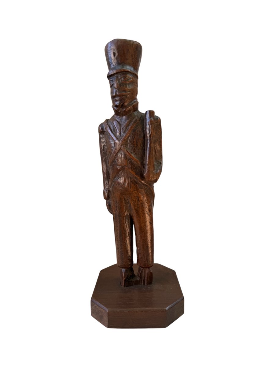 Sculpture - Soldat napoléonien monoxyle sculpté – Art populaire - Soldat, Napoléon