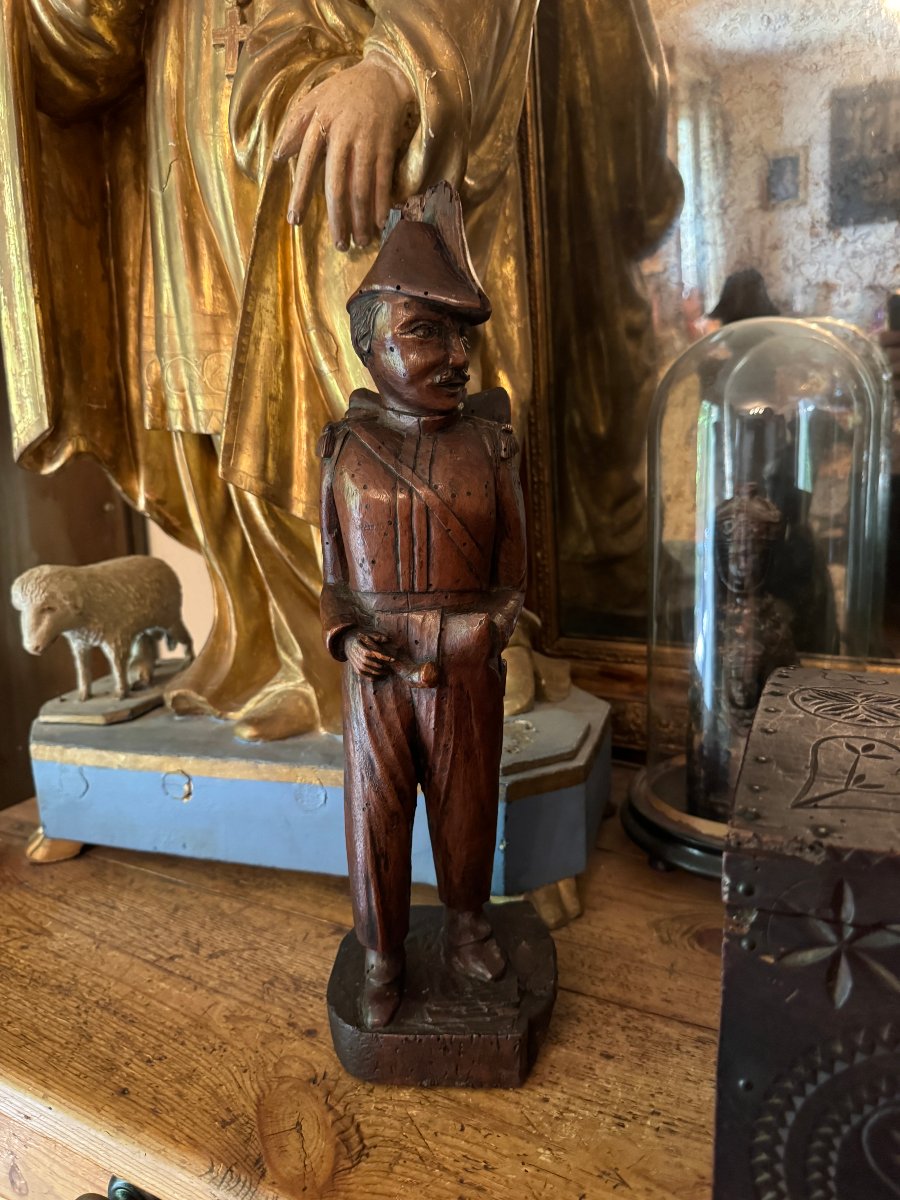 Musée –  Sculpture, Soldat napoléonien monoxyle sculpté – Art populaire – Napoléon-photo-7