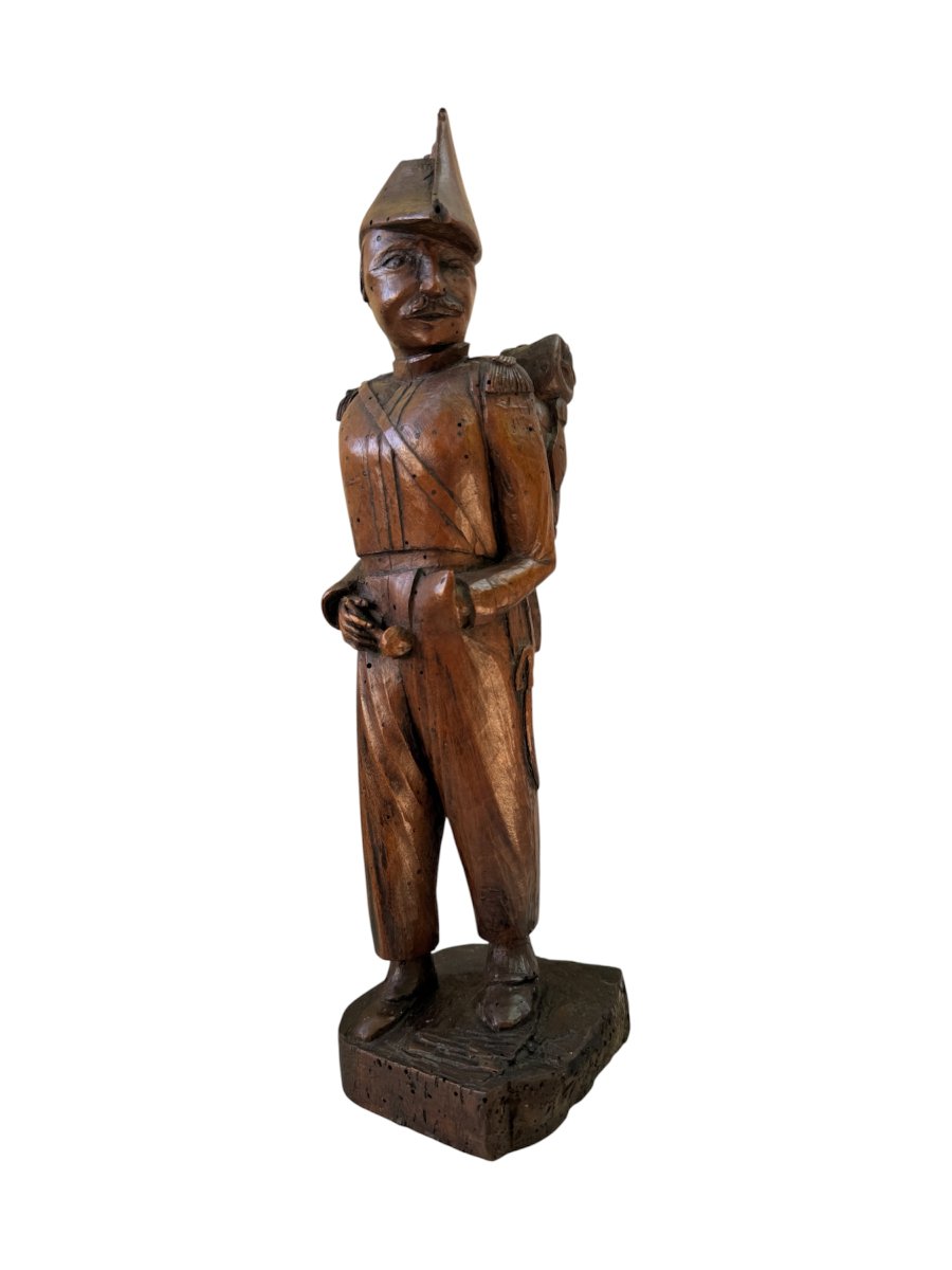 Musée –  Sculpture, Soldat napoléonien monoxyle sculpté – Art populaire – Napoléon