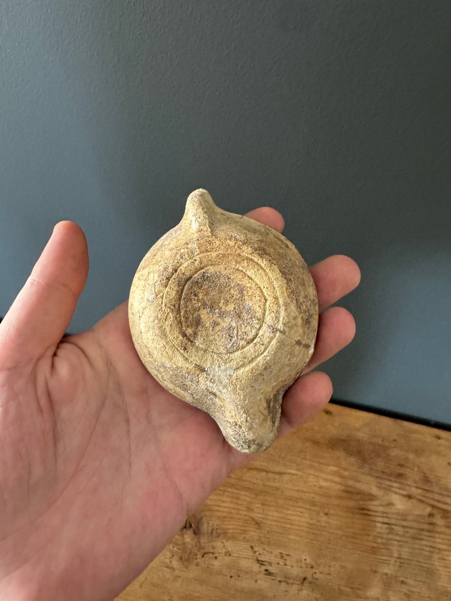 Artefact – Antiquité – Lampe à huile en terre cuite avec documentation – Dauphin – Archéologie-photo-3