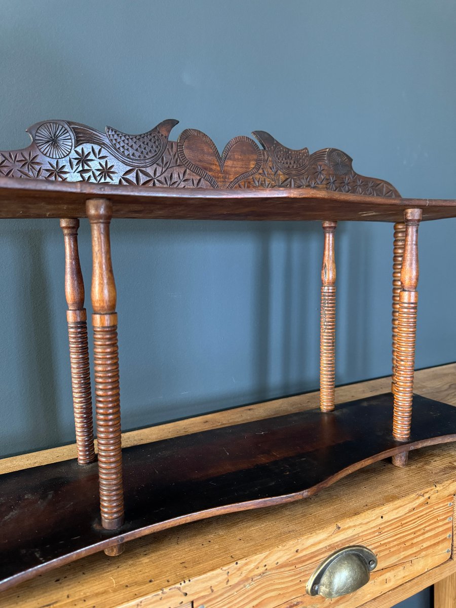 Museum - "shelf Of Love" With Birds And A Heart – Folk Art - Furniture - Wedding Keepsake-photo-3