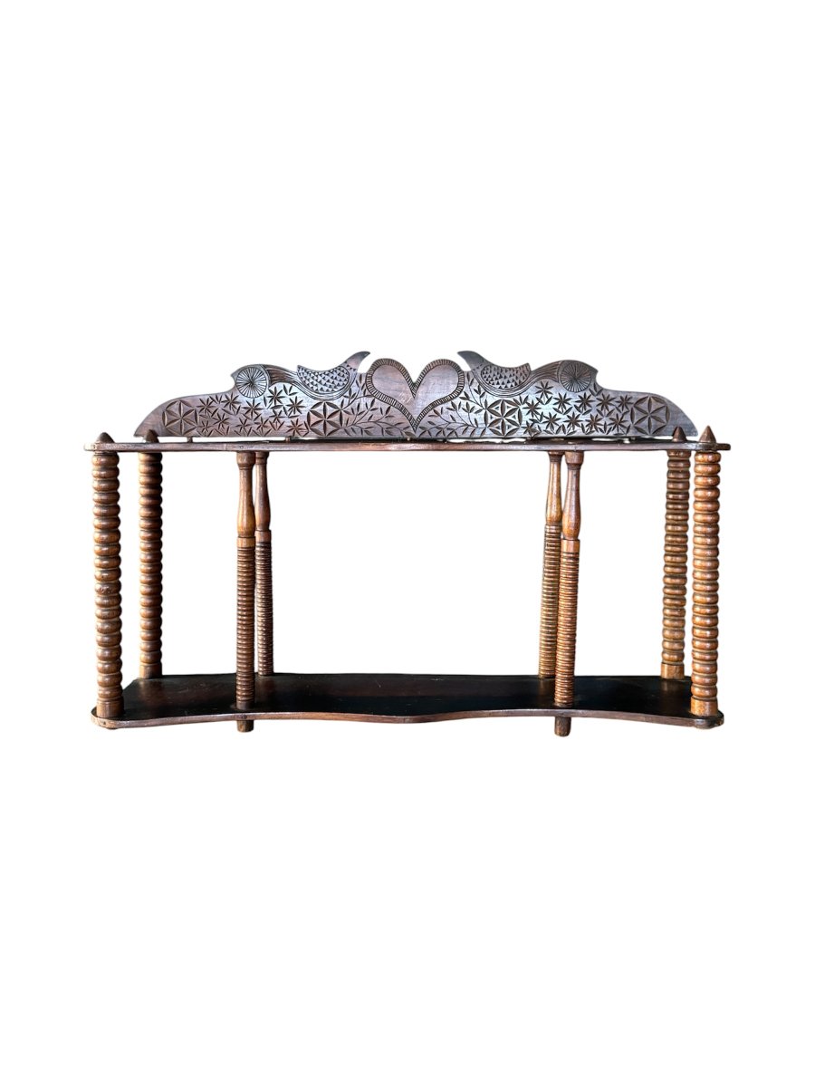 Museum - "shelf Of Love" With Birds And A Heart – Folk Art - Furniture - Wedding Keepsake
