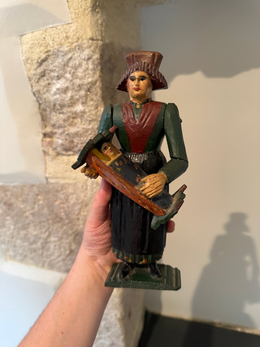 Museum – Bessans – Rare Articulated Figurine Of A Wet Nurse With A Cradle – Folk Art – Toy -photo-7