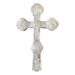 Croix De B&eacute;n&eacute;diction - Ic&ocirc;ne Orthodoxe - Nacre Sculpt&eacute;e - La Vie Du Christ - Icone