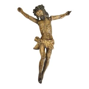 Sculpture - Polychrome Wooden Statue - Christ, Christ On The Cross - Flemish School - Haute Epoque