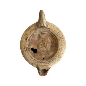Artefact - Antiquité – Lampe à Huile En Terre Cuite – Buste De Sérapis Barbu – Empire Romain