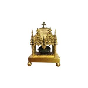 Reliquaire – Mini Chasse Néogothique Et Reliquaire Ex-indumentis De Saint Vincent De Paul 