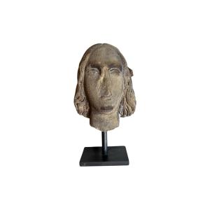 Statuaire M&eacute;di&eacute;val - Sculpture &ndash; t&ecirc;te sculpt&eacute;e &ndash; Haute &Eacute;poque &ndash; Art gothique tardif