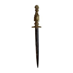 Dague – Lame forgée – Décor de couronne et blason héraldique – Poignard, couteau - Coutellerie