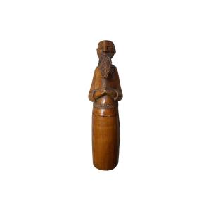 Anthropomorphic Snuff Box – Folk Art – Carved Wood – Praying Monk Snuff Box – France
