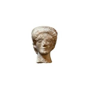 Artefact – Antiquité – Statue, Tête votive en terre cuite - Gallo-romain – Archéologie