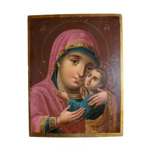 Icône orthodoxe – Vierge à l’Enfant, type Éléousa (Vierge de Tendresse) - Icone