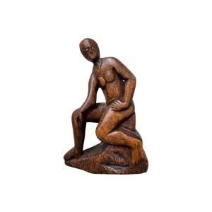 Erotica, Curiosa – Sculpture – Nu féminin – Figure féminine assise – Art populaire