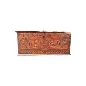 Coffret d’amour sculpté – Coffret de mariage – Art populaire – Daté 1824 – Queyras - Boite