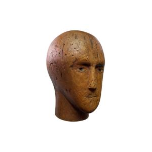 Marotte - Mannequin - Hatmaker's Head - Anthropomorphic Sculpture - Folk Art