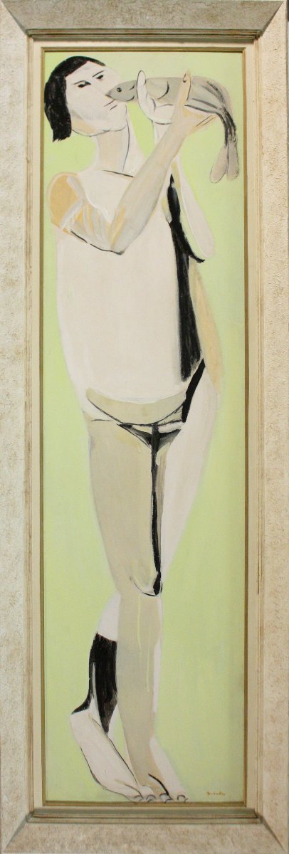 REMO BRINDISI  Figure avec poisson, vers 1950-photo-3