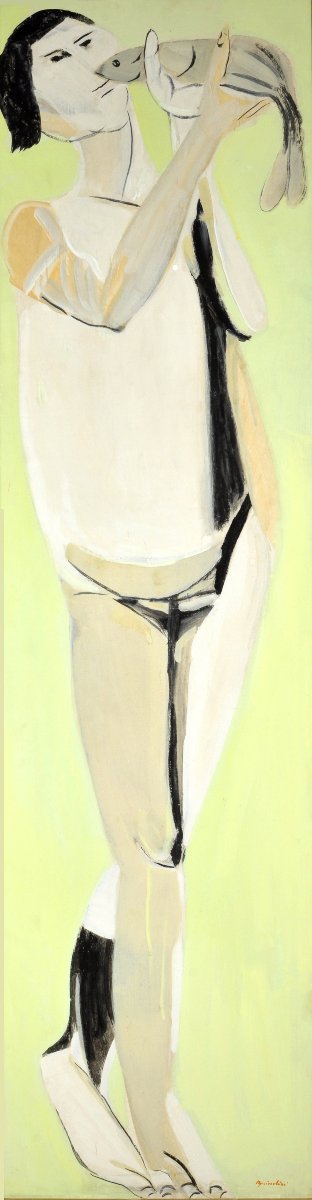 REMO BRINDISI  Figure avec poisson, vers 1950