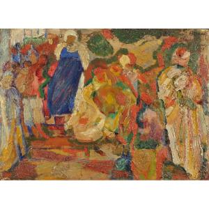 Anselmo Bucci (Fossombrone, 1887 - Monza, 1955) Dispute d'Arabes, Alger, 1913