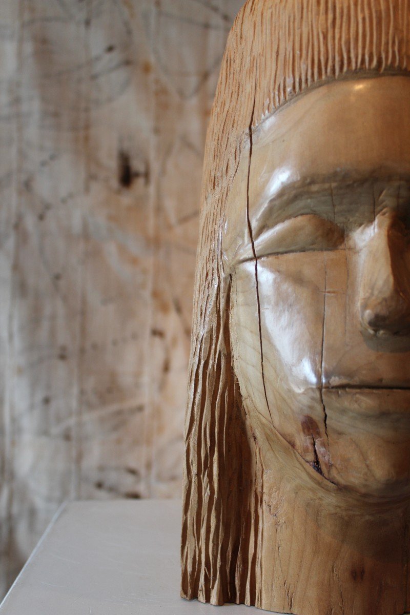 Folk Art Wooden Head-photo-1
