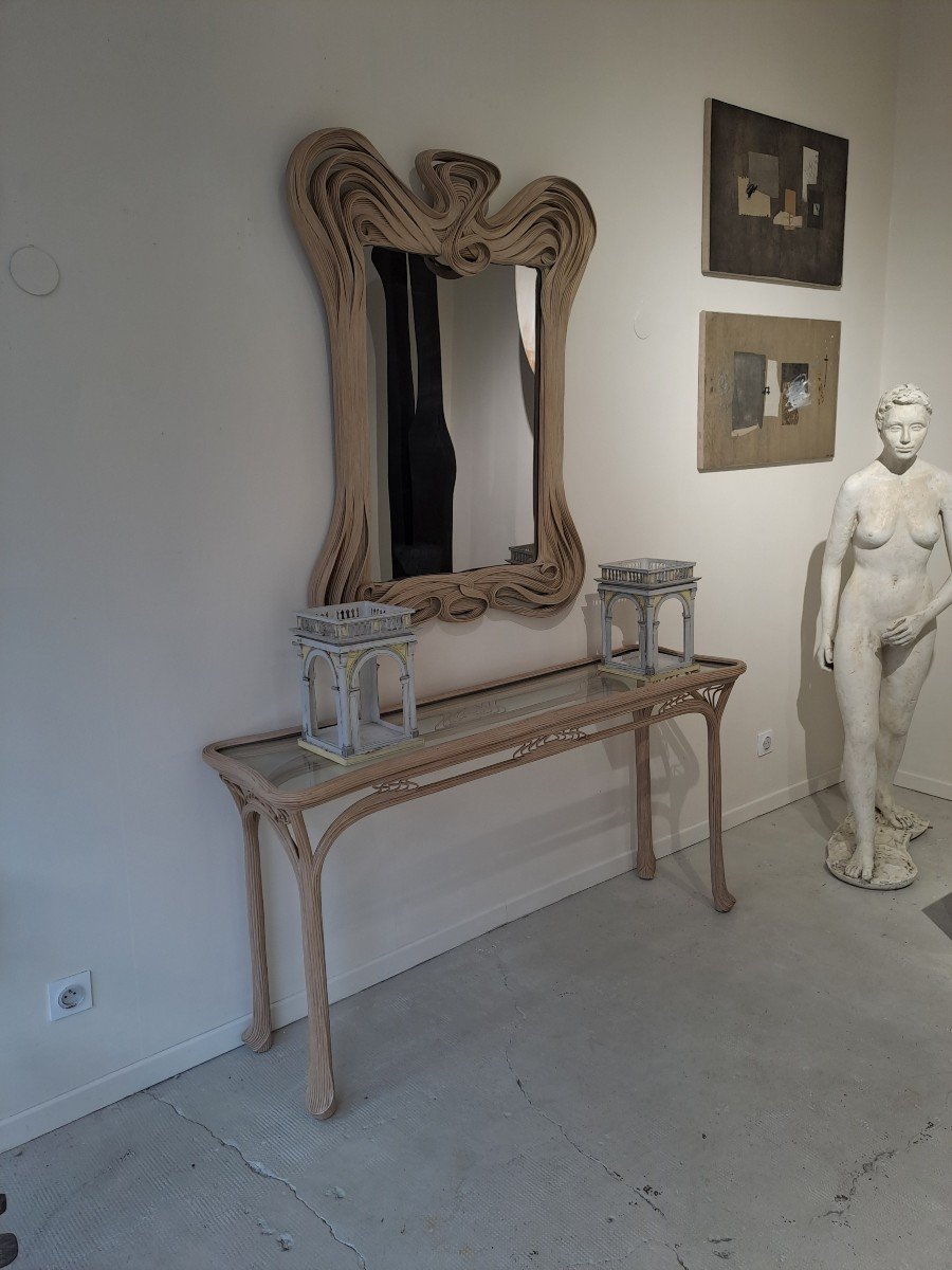 Sculptural Consoletable And Mirror By Betty Cobonpue-photo-3