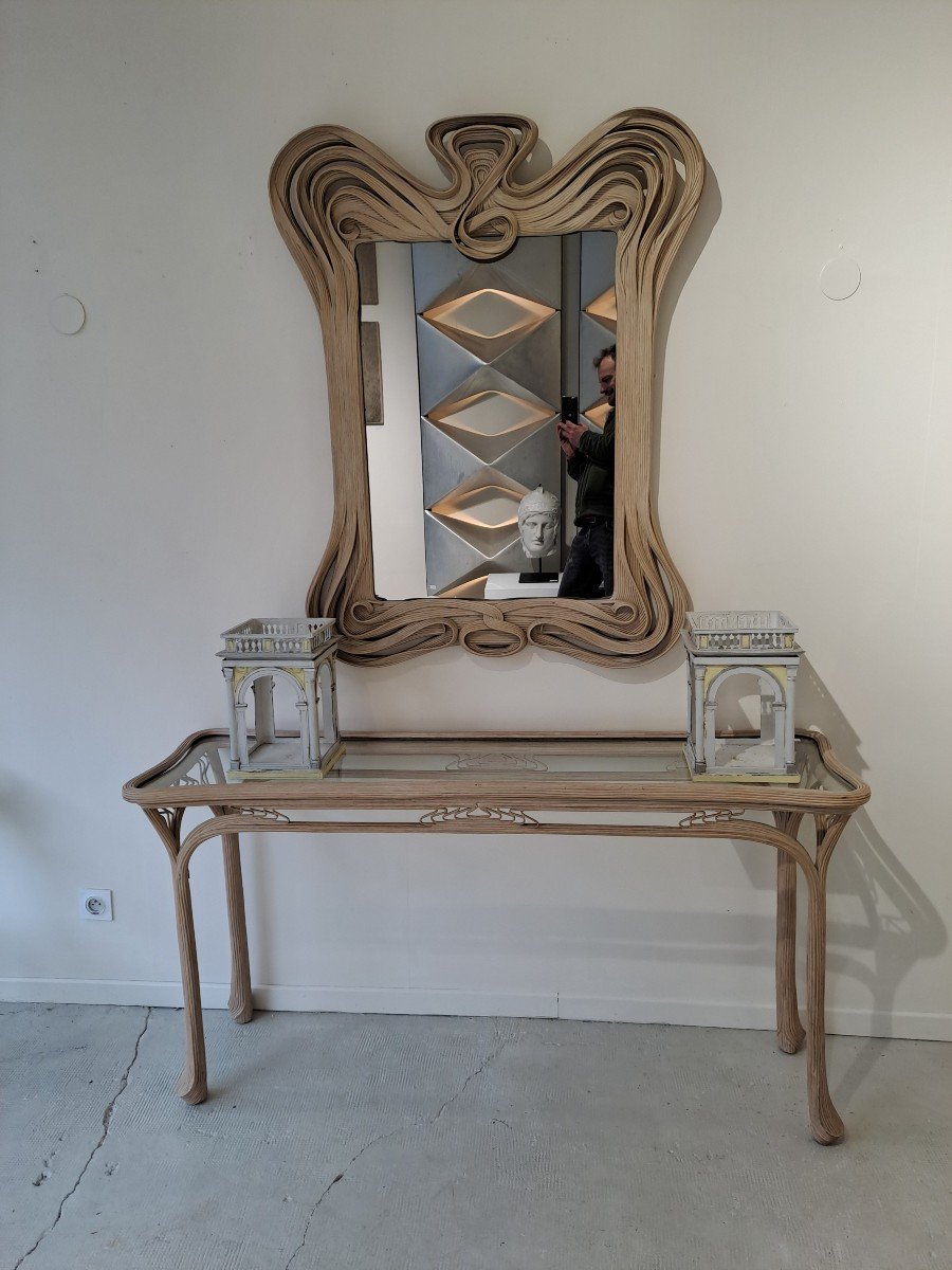 Sculptural Consoletable And Mirror By Betty Cobonpue