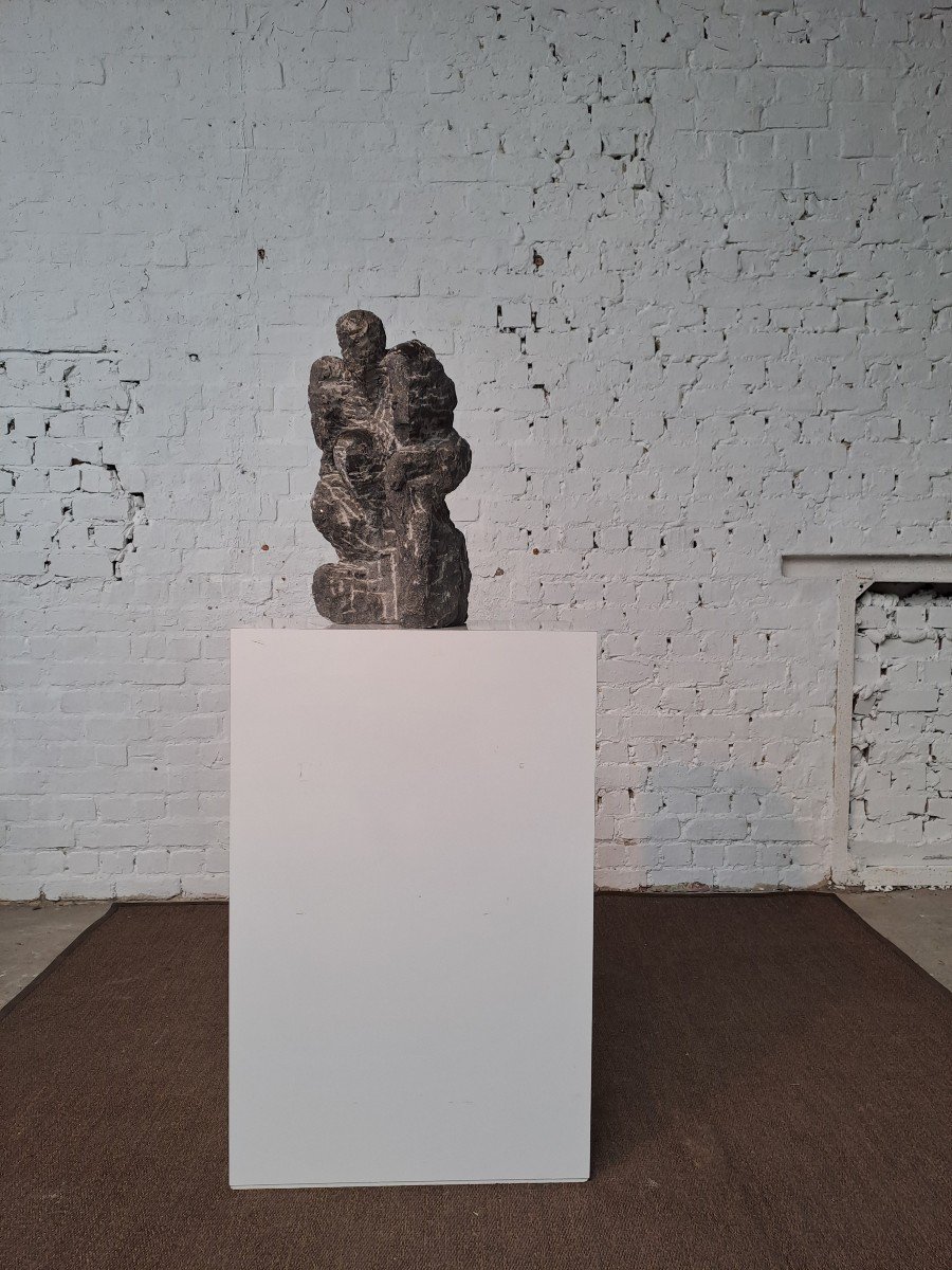 Sculpture En Pierre Bleue Brute-photo-3