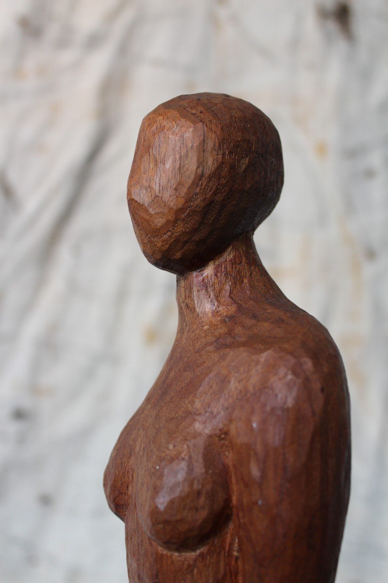 Primitive Carved Sitting Woman Sculpture-photo-4