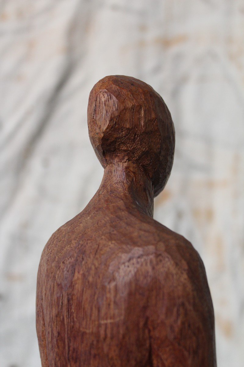 Primitive Carved Sitting Woman Sculpture-photo-1