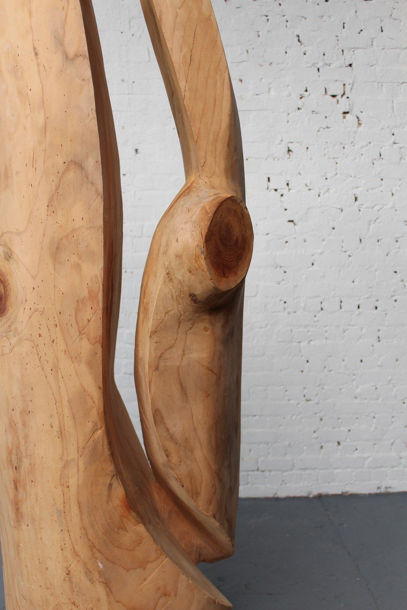 XXl Abstract Wooden Sculpture By Roland Lavianne-photo-2