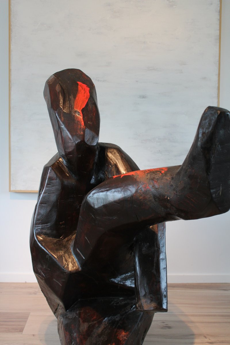 Life-size Wooden Sculpture By Roland Lavainne-photo-2