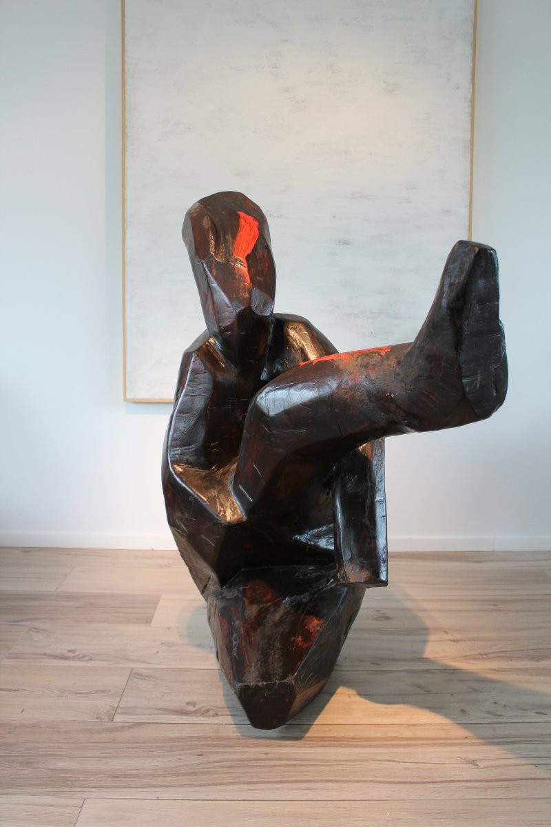 Life-size Wooden Sculpture By Roland Lavainne-photo-4
