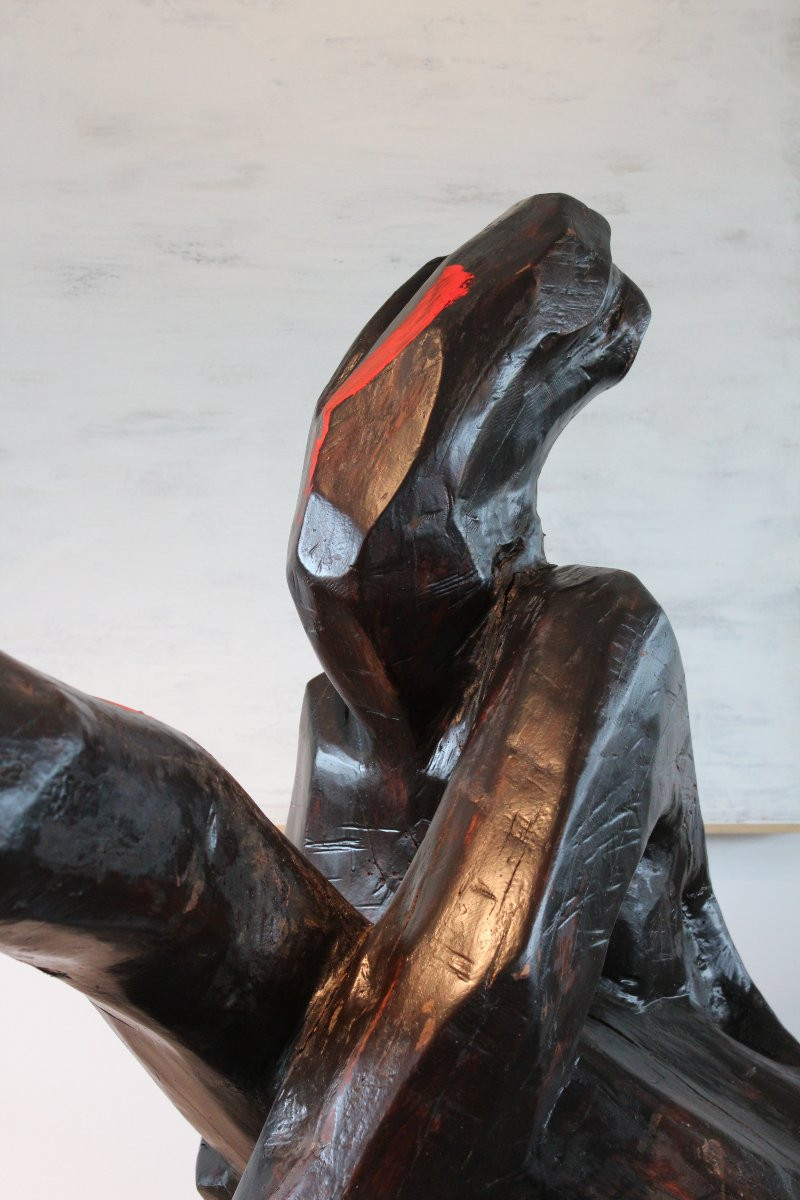 Life-size Wooden Sculpture By Roland Lavainne-photo-3