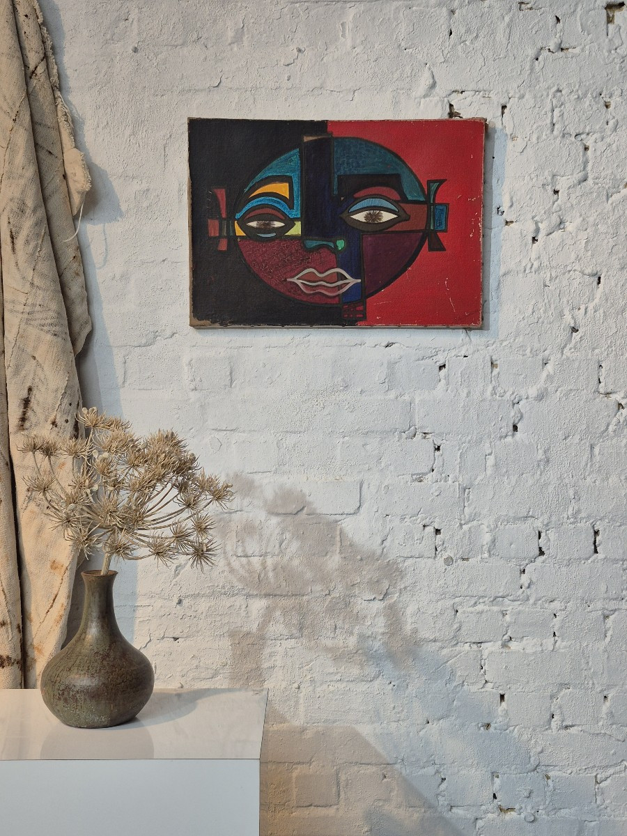 Ancienne peinture cubiste 'Visage'