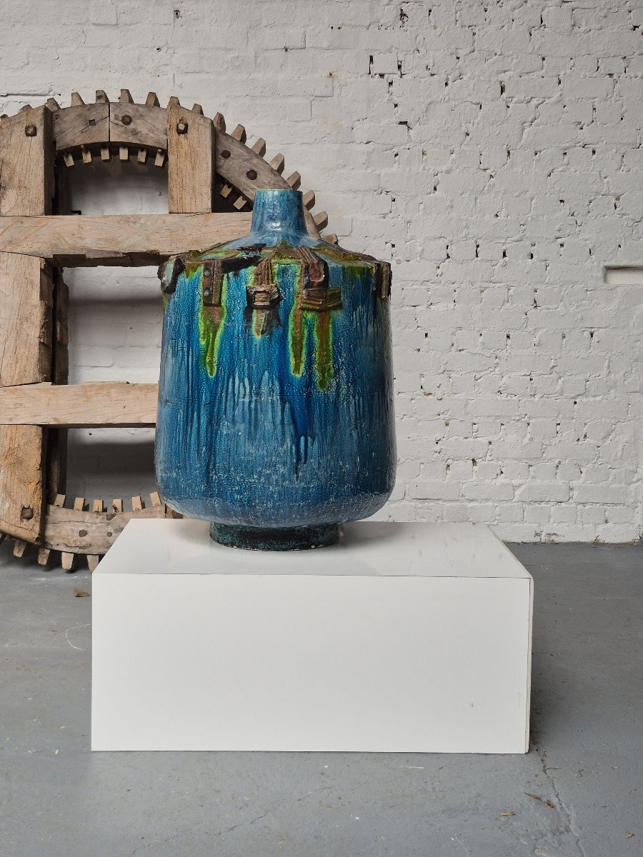 Vase brutaliste en céramique XXL de Paul De Bruyne-photo-3