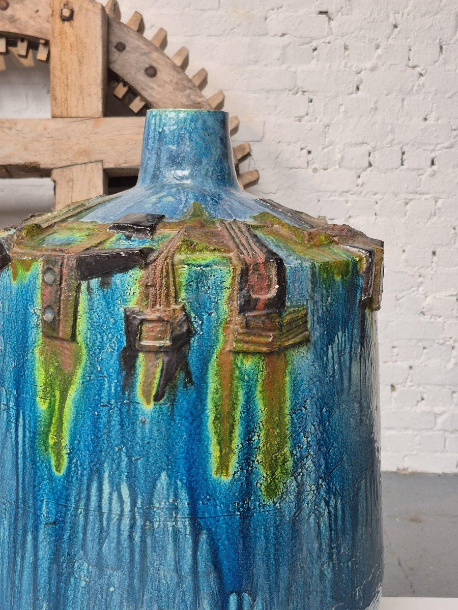 Vase brutaliste en céramique XXL de Paul De Bruyne-photo-4