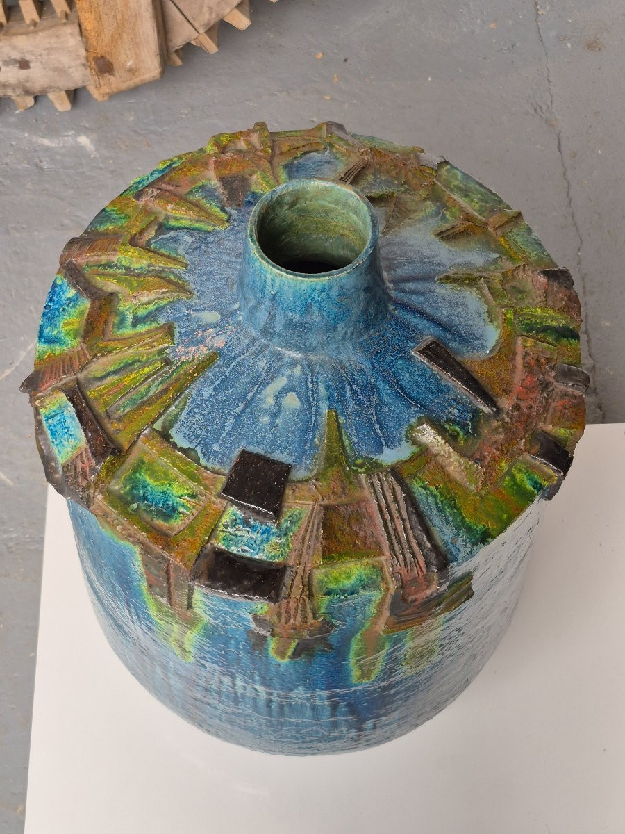 Vase brutaliste en céramique XXL de Paul De Bruyne-photo-5