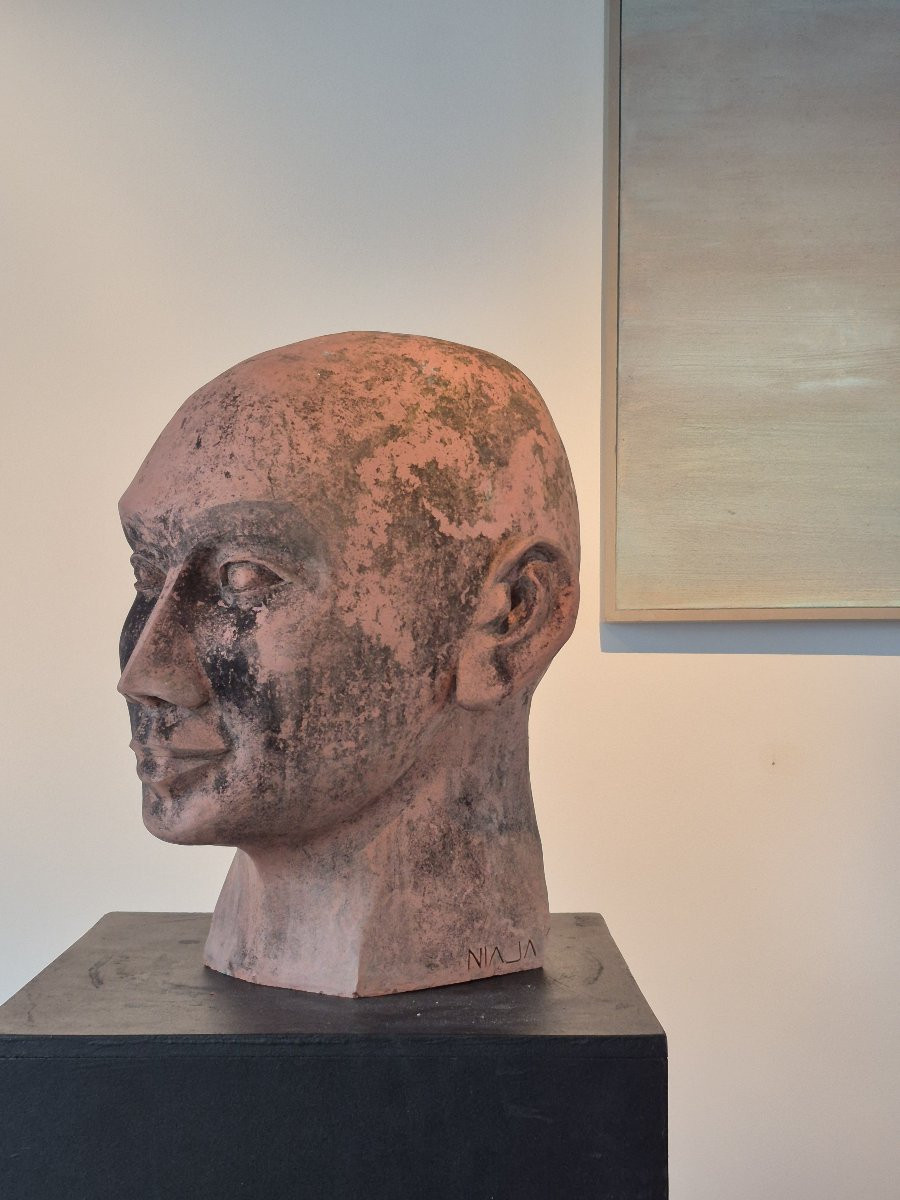 Sculpture de tête en terre cuite-photo-2