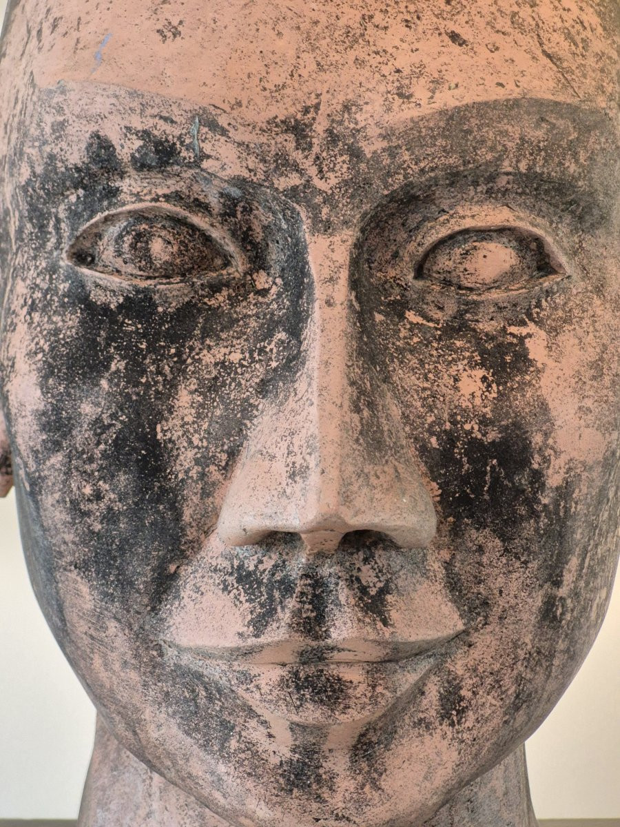 Sculpture de tête en terre cuite-photo-3